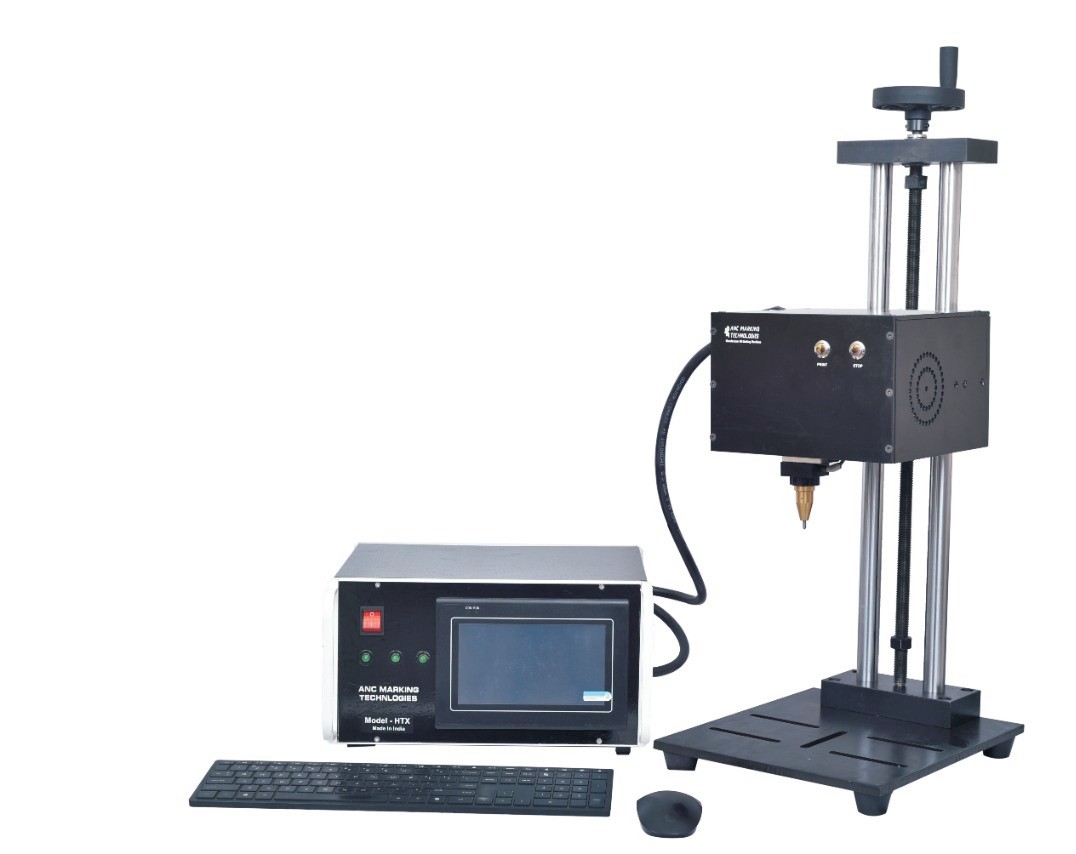 ANC DPM-HTX dot pin marking machine with PC-based controller and marking head on column stand